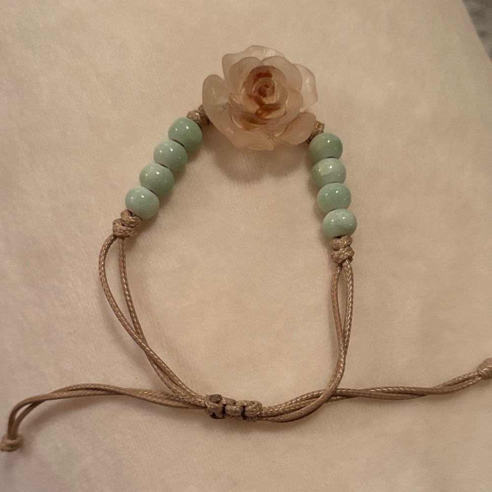 Beaded Rosette Adjustable Fashion Bracelet NWT  7”
